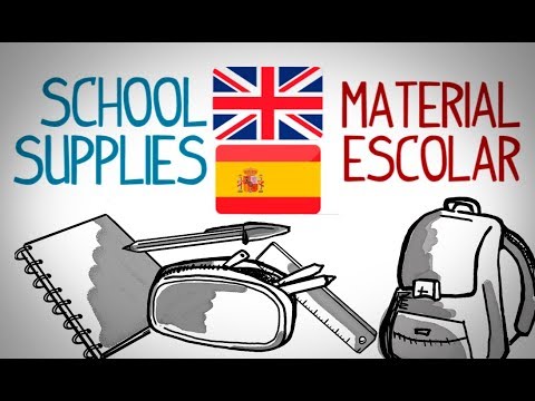 Vocabulary school supplies in english with spanish translation