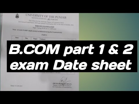 B.COM part-1 & part-2 Annual examination 2021 date sheet