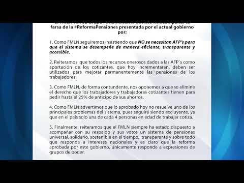 FMLN y NUESTRO TIEMPO expresaron su descontento ante la nueva ley de reforma de pensiones
