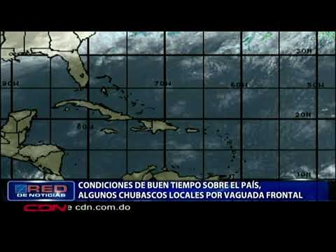 Sobre la República Dominicana, se muestra un cielo mayormente despejado a nubes dispersas