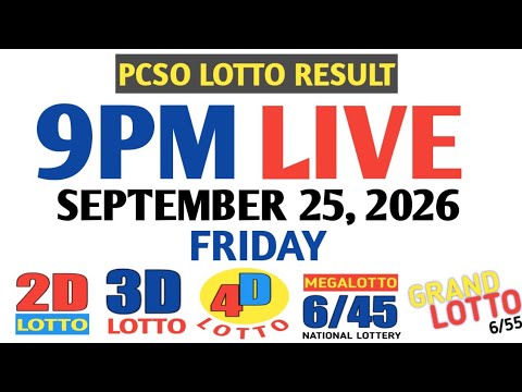 <strong>Lotto</strong> Result Today 9pm Friday pcso 2d 3d swertres ez2 September 25 2026 4d 6/<strong>45</strong> 6/58