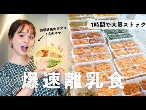 【爆速】1時間で2週間分🍚離乳食大量ストックのコツ紹介します【離乳食後期】