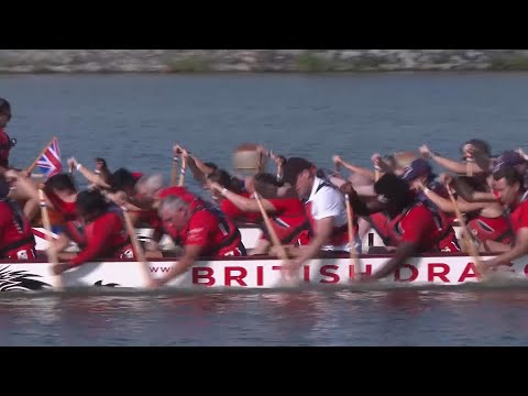 Prince William takes part in dragon boat racing during visit to Singapore
