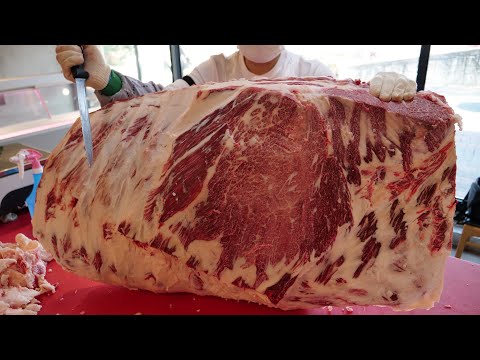 소고기로 월 매출 3억!? 고깃집 면적만 1000평, 매일 직접 손질하는 ++1등급 한우 고기집 Amazing knife skills! Korean Beef Steak Master