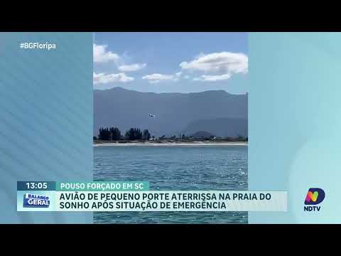 Avião faz pouso de emergência na Praia do Sonho em SC