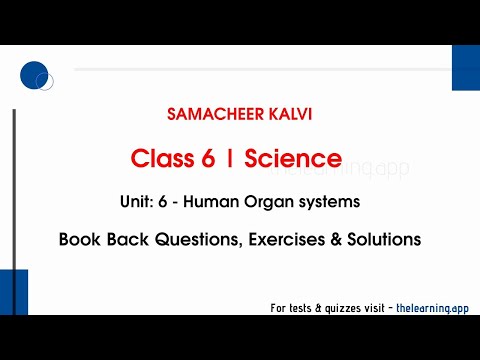 Human Organ systems Book Back Answers | Unit 6 | Class 6 | Biology | Science | Samacheer Kalvi