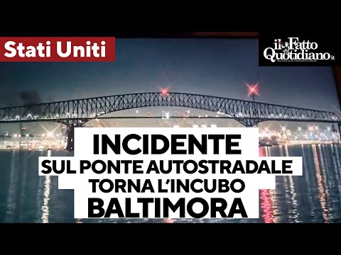 Torna l'incubo Baltimora: chiatta si schianta contro il pilone del ponte autostradale