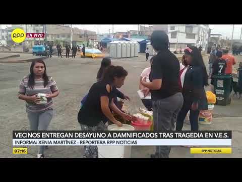Vecinos entregan desayuno a damnificados de incendio en Villa El Salvador