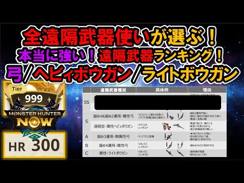 【真・遠隔RANK】更なる詳細化により『溜め3/4弓・近接/遠隔ヘビィ』など真に作るべき武器を紹介『モンハンNow』