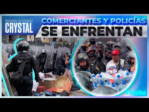 Se registra enfrentamiento entre policías y comerciantes en Eje Central | Crystal Mendivil