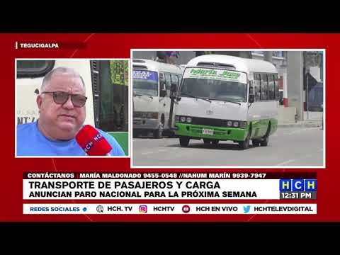 ¡Próxima Semana! A Paro Nacional el Transporte de Pasajeros y Carga en Honduras