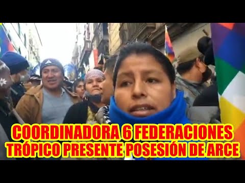 COORDINADORA DE LAS 6 FEDERACIONES DEL TRÓPICO PRESENTE EN LA POSESIÓN DE LUIS ARCE CATACORA..