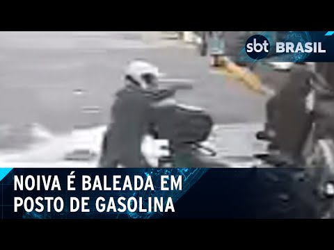 Polícia divulga imagens de jovem baleada em posto de gasolina em São Paulo | SBT Brasil (09/10/24)