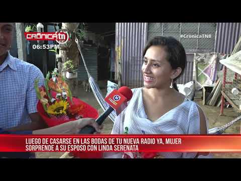 Esposa sorprende a su esposo llevándole una serenata en San Valentín - Nicaragua