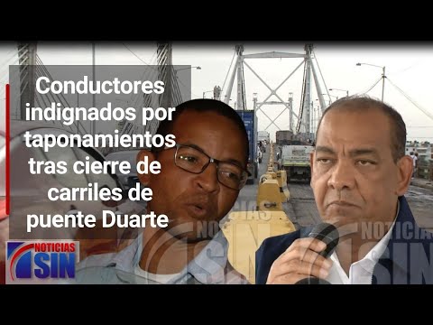 Conductores indignados por tapones tras cierre de varios carriles del puente Juan Pablo Duarte