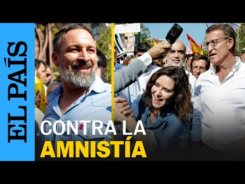 AMNISTÍA | Feijóo, Abascal y Ayuso acuden a la manifestación al grito de presidente | EL PAÍS