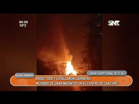 Gran incendio en garrafas ubicadas centro de Caacupé