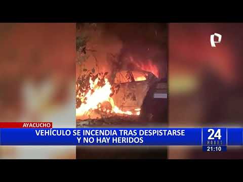 Ayacucho: auto se incendia y pasajeros salvan de morir