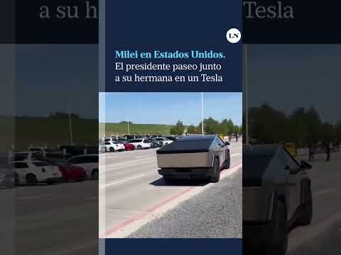 Milei en Estados Unidos: el presidente paseo junto a su hermana en un Tesla
