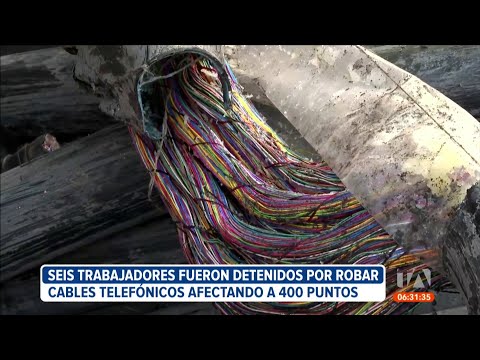 6 trabajadores de CNT fueron detenidos por robar cables telefónicos en Guayaquil