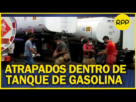 Rescatan a trabajadores atrapados dentro de un tanque de gasolina