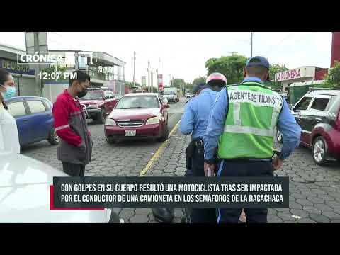 Motociclista sufre accidente de tránsito en los semáforos de «La Racachaca» - Nicaragua