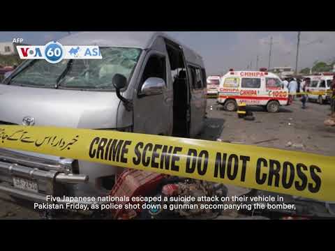 VOA60 Asia - 5 Japanese nationals narrowly survive Karachi suicide attack, police say
