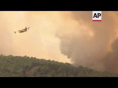 Major blaze in Greece destroys forest, nears village