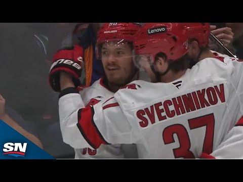 Hurricanes Jack Roslovic Finishes Off Tic-Tac-Toe Passing Play Goal