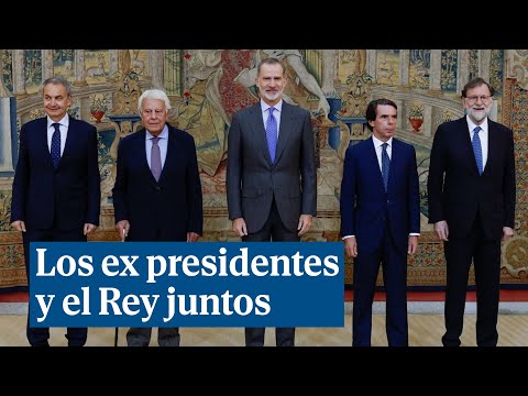 González, Aznar, Zapatero y Rajoy con el Rey en la reunión del Patronato del Real Instituto Elcano