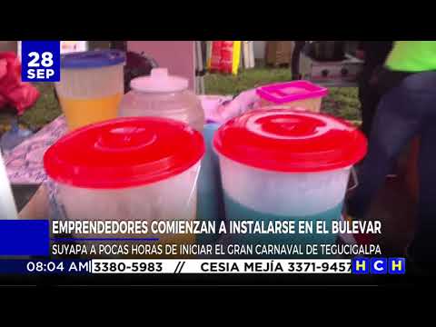 Emprendedores comienzan a instalarse en el bulevar Suyapa esperando el gran comienzo del carnaval