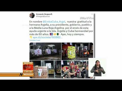 Argelia envía donativo de alimentos a Cuba