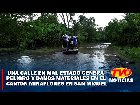 Una calle en mal estado genera  peligro y daños materiales en el  Cantón Miraflores, en San Miguel.