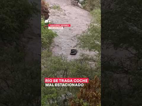 Río se traga coche mal estacionado en Amatepec - N+ #Shorts