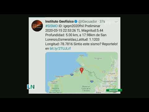 El día de ayer se registró un sismo en la Provincia de Esmeraldas