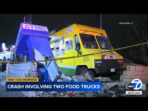 2 pedestrians hurt in downtown LA crash involving DUI suspect and 2 parked food trucks, police say