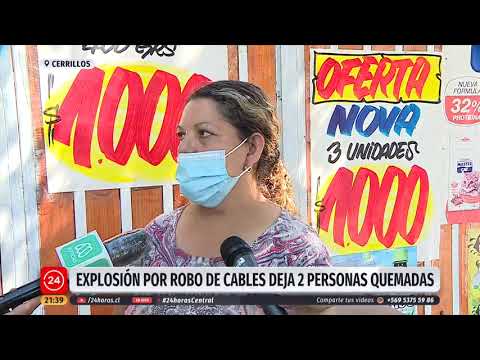 Explosión por robo de cables deja dos personas quemadas en Cerrillos | 24 Horas TVN Chile