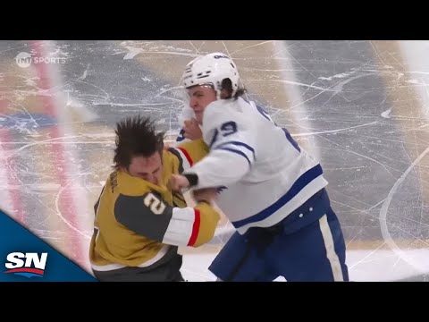 Maple Leafs Matthew Knies Drops Gloves With Zach Whitecloud Off Opening Draw