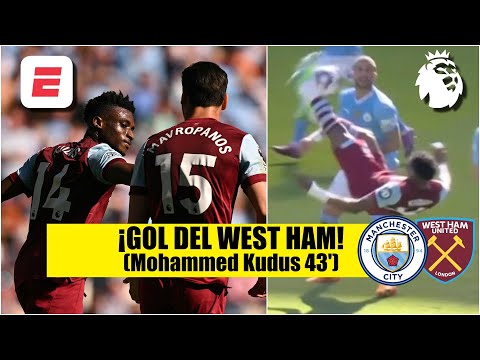 GOLAZO DE CHILENA del WEST HAM. Mohammed Kudus marca el 1-2 y silencia el Etihad | Premier League