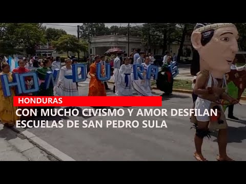 Con mucho civismo y amor desfilan escuelas de San Pedro Sula