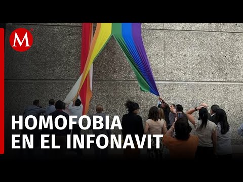 Sindicalistas de Infonavit destruyen bandera del orgullo LGBT+ en el edificio institucional