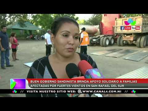 Gobierno Sandinista brinda apoyo solidario a afectadas por fuentes vientos en San Rafael del Sur