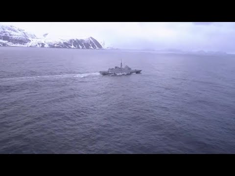 NATO conducts maritime warfare drills in Fjords in Norwegian Waters north of the Arctic Circle