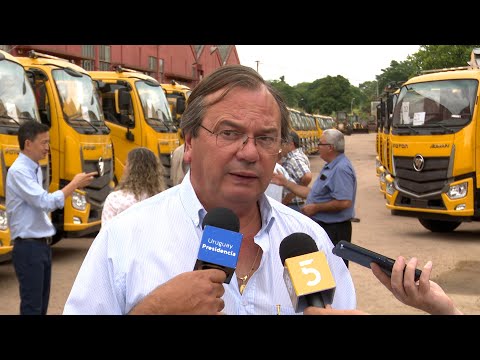 Declaraciones del ministro de Transporte, José Luis Falero, tras la incorporación de 45 camiones
