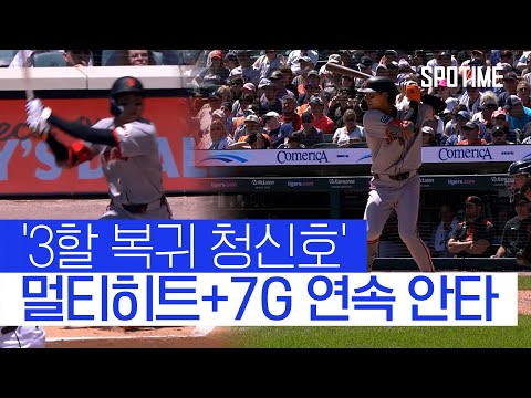 ‘4타수 2안타’ 이정후, 7G 연속 안타+멀티히트 