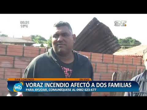 Voraz incendio de vivienda afectó a dos familias en San Lorenzo