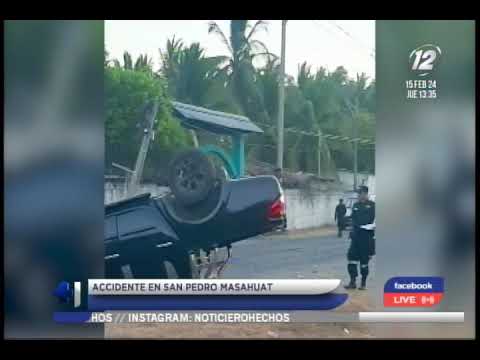 Vehículo se volcó en San Pedro Masahuat
