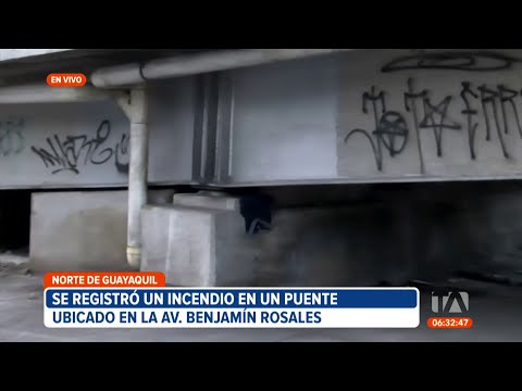 Bomberos aplacaron un incendio en un paso elevado en la Av. Benjamín Rosales, en Guayaquil