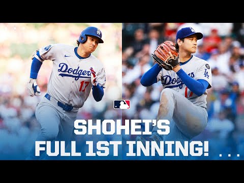 Shohei Ohtani triples AND strikes out two batters in 1st inning! (FACES MIKE TROUT)  | 大谷翔平ハイライト