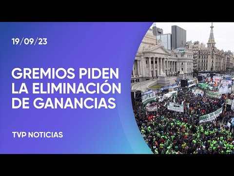 El movimiento obrero marchó al Congreso para apoyar a la eliminación de Ganancias